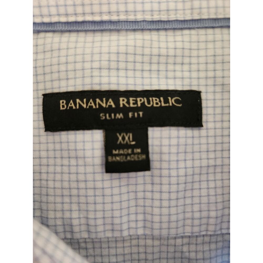 Banana Republic Mens XXL Slim Fit Checked Cotton-Blend Long Sleeve Button Up - Picture 2 of 8